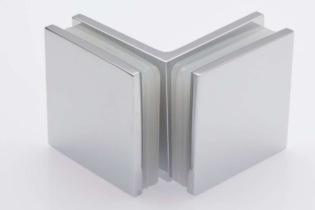 90° Small Square Glass Fixing Brackets - Chrome for 8mm TO 12mm Glass