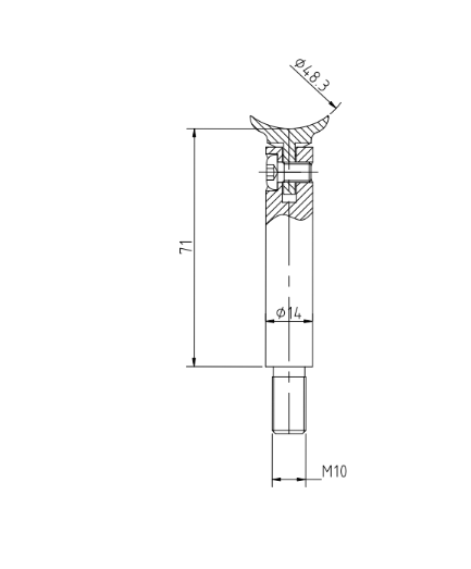 Handrail Stem With Thread - Adjustable Saddle for 48.3mm Handrail