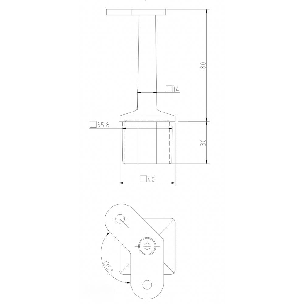 Handrail bracket tube drawing