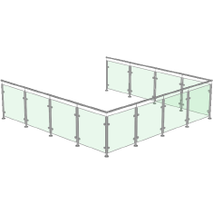 Post and Handrail Glass Balustrade 1m