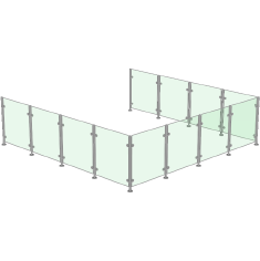 3m Posts Without Handrail Glass Balustrade