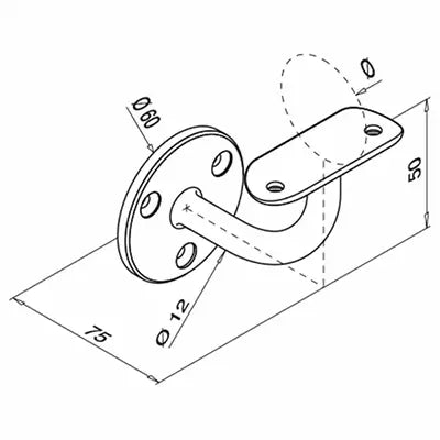 Fixed Handrail Wall Bracket