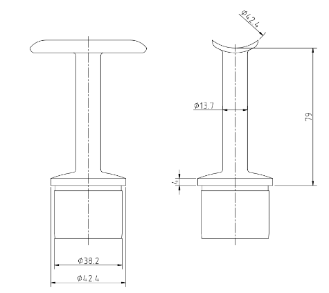 Handrail Bracket with Fixed Saddle in grade 304 Stainless Steel