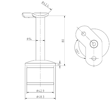 Handrail Brackets With 90° Saddle For 48.3mm x 2.6mm Upright