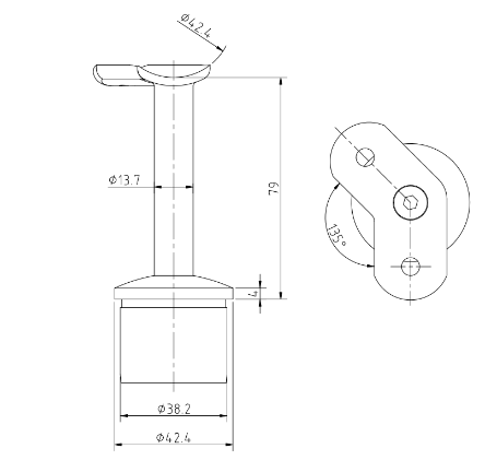 Handrail Brackets With 135° Saddle For 42.4mm Upright