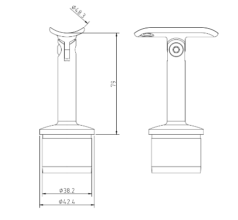 Handrail Bracket with Adjustable Saddle for 42mm x 2mm Post 48mm Handrail