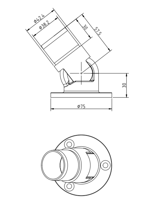 0-50 Degree Adjustable Wall Connector for 42mm Tube