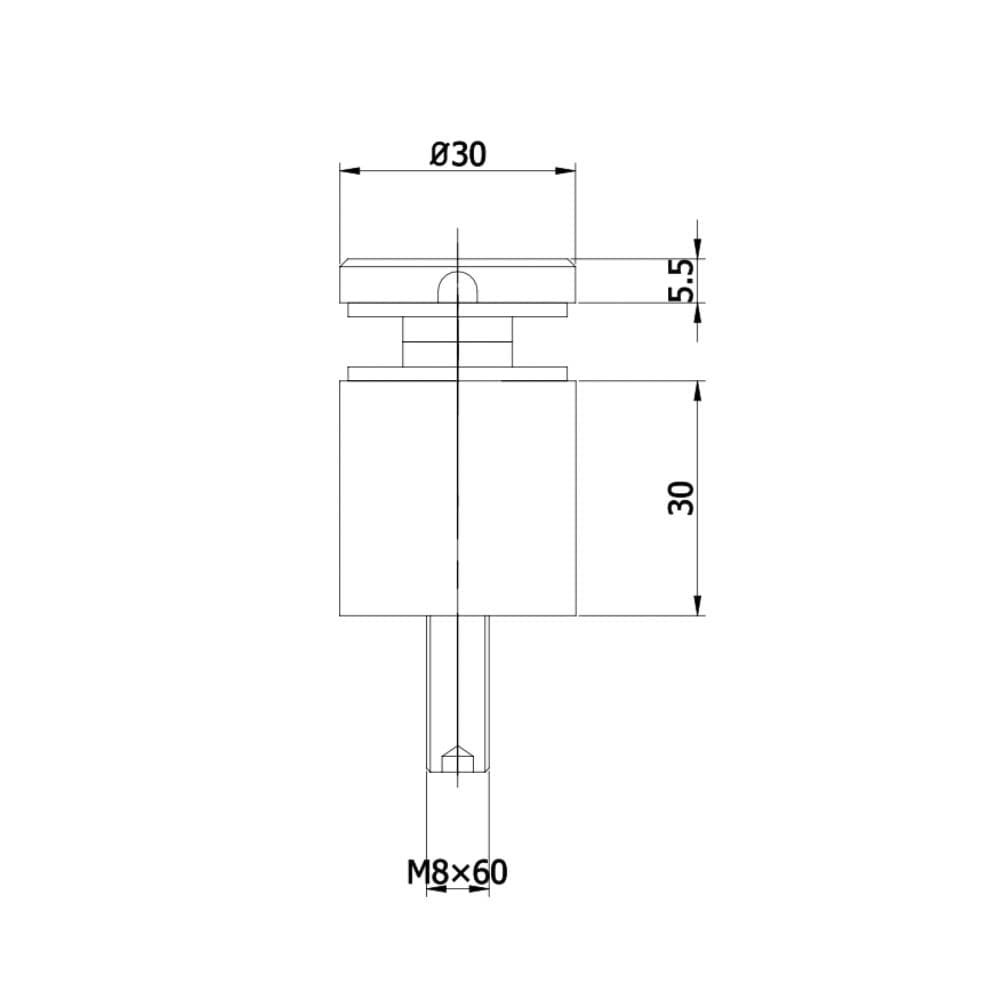 Glass Adaptor for 30mm glass technical drawing