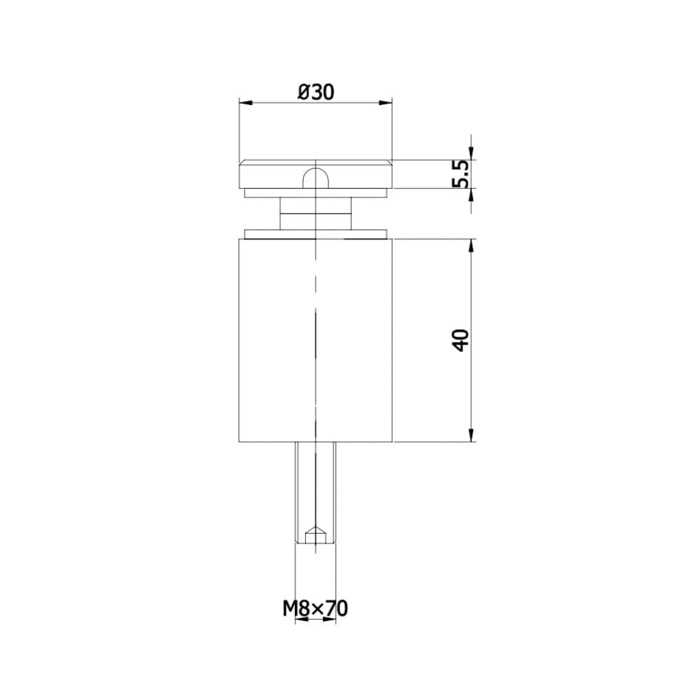 Glass Adaptor for 40mm glass technical drawing