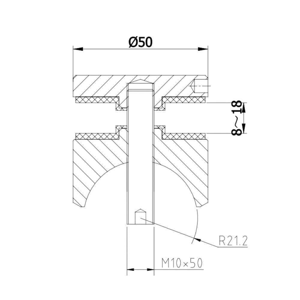 40mm Glass Adaptor technical drawing