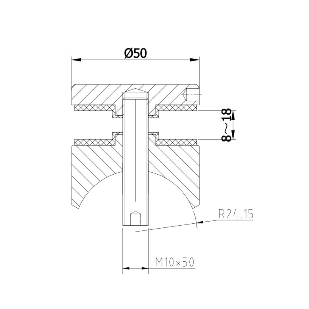 50mm Glass Adaptor technical drawing