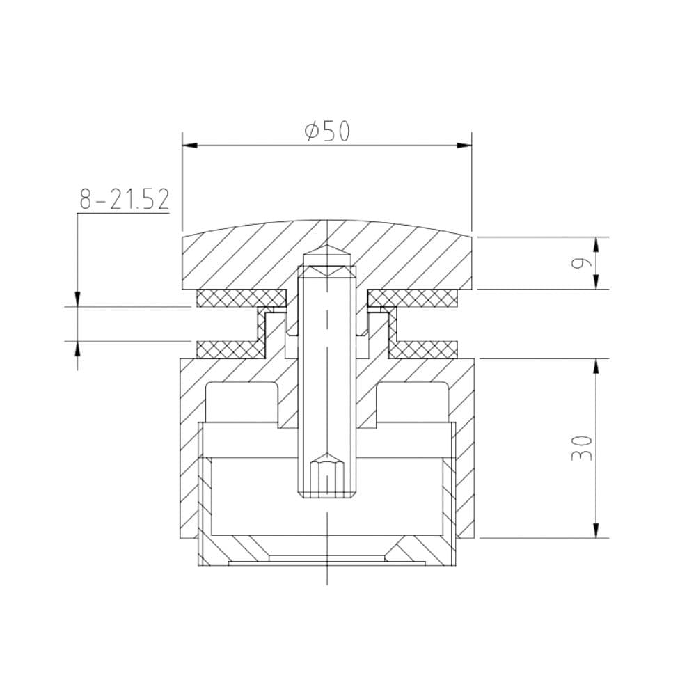 50mm Glass Adaptor technical drawing