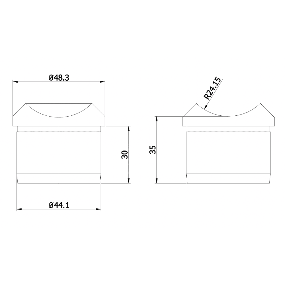 Handrail adapter measurements