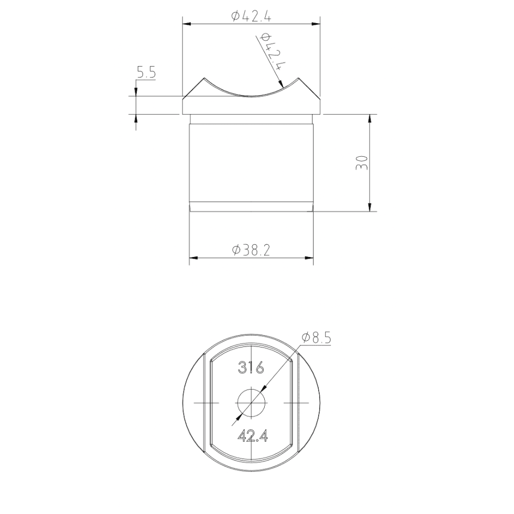 Handrail adapter measurements