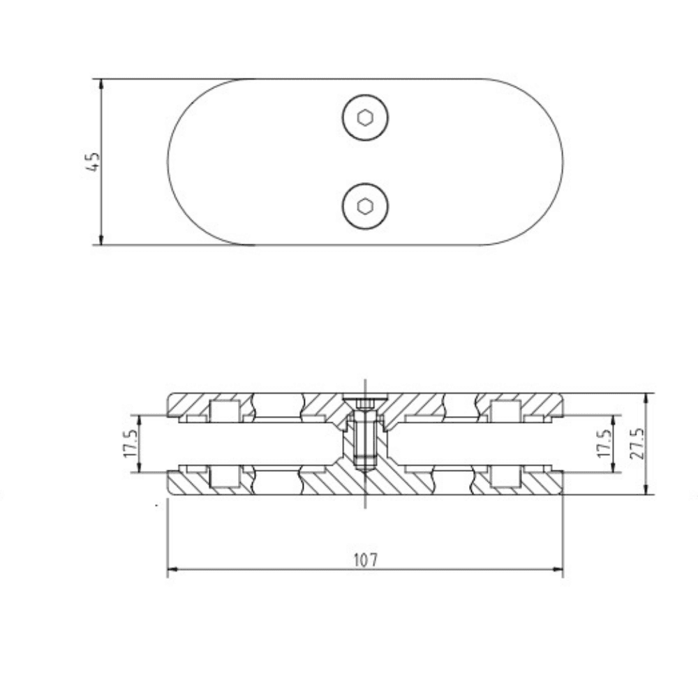 Glass Connector 180° 10mm Glass