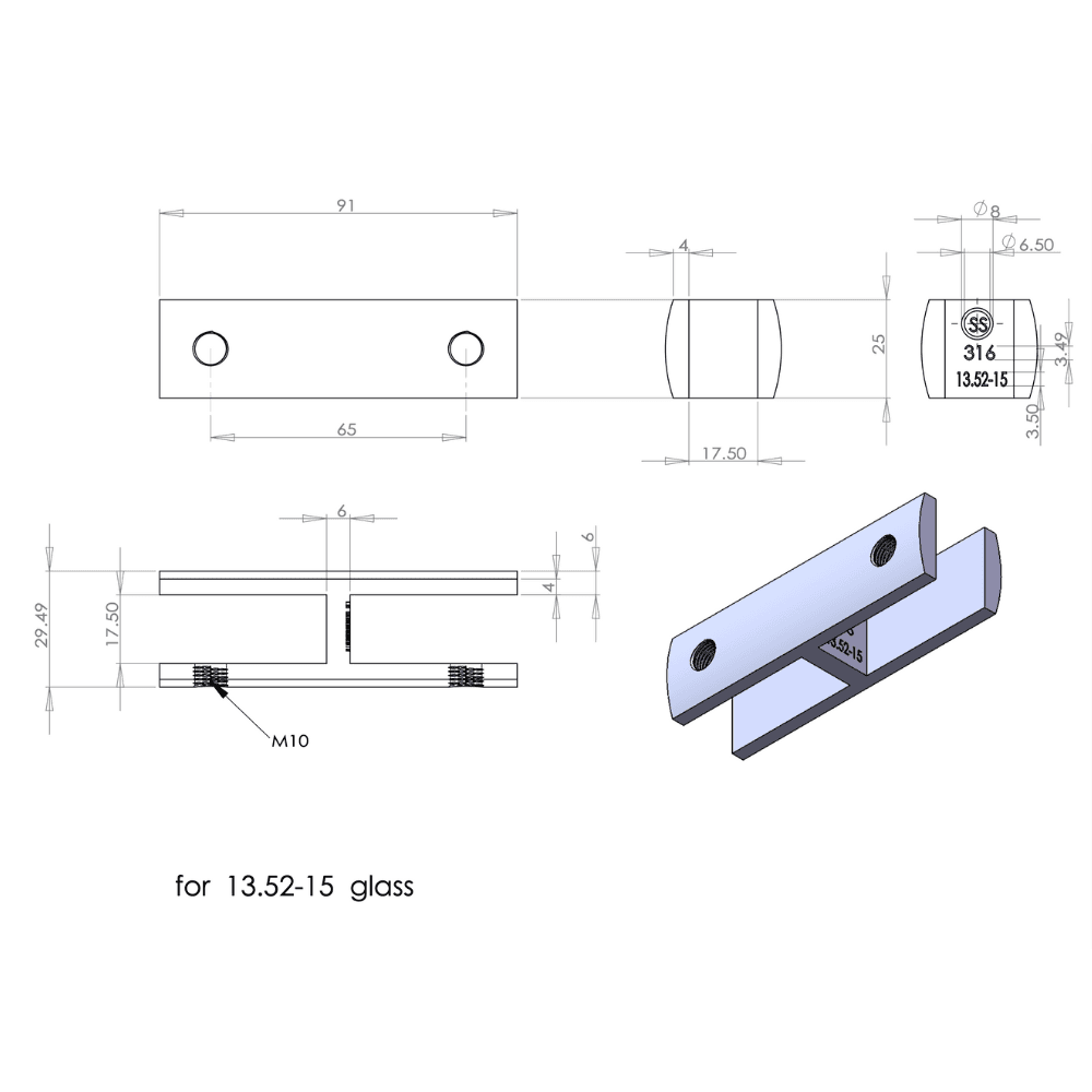 Glass stiffener measurements