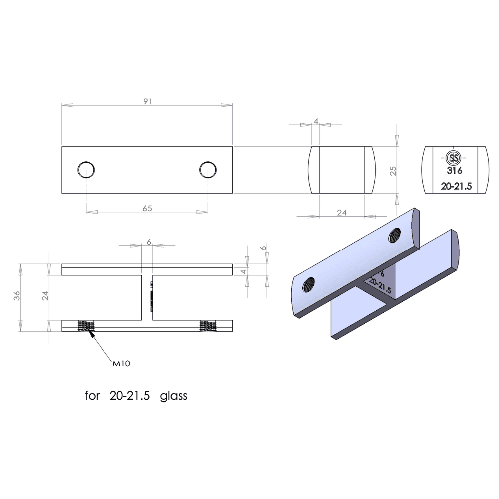 Glass stiffener measurements