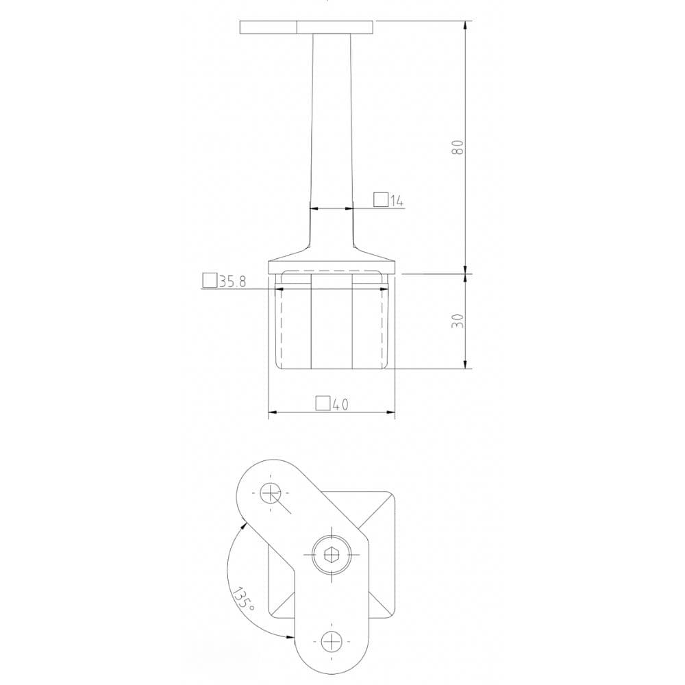 Handrail bracket tube drawing