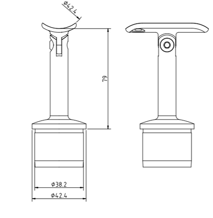 Handrail Bracket with Adjustable Saddle for 42mm x 2mm Post 42mm Handrail