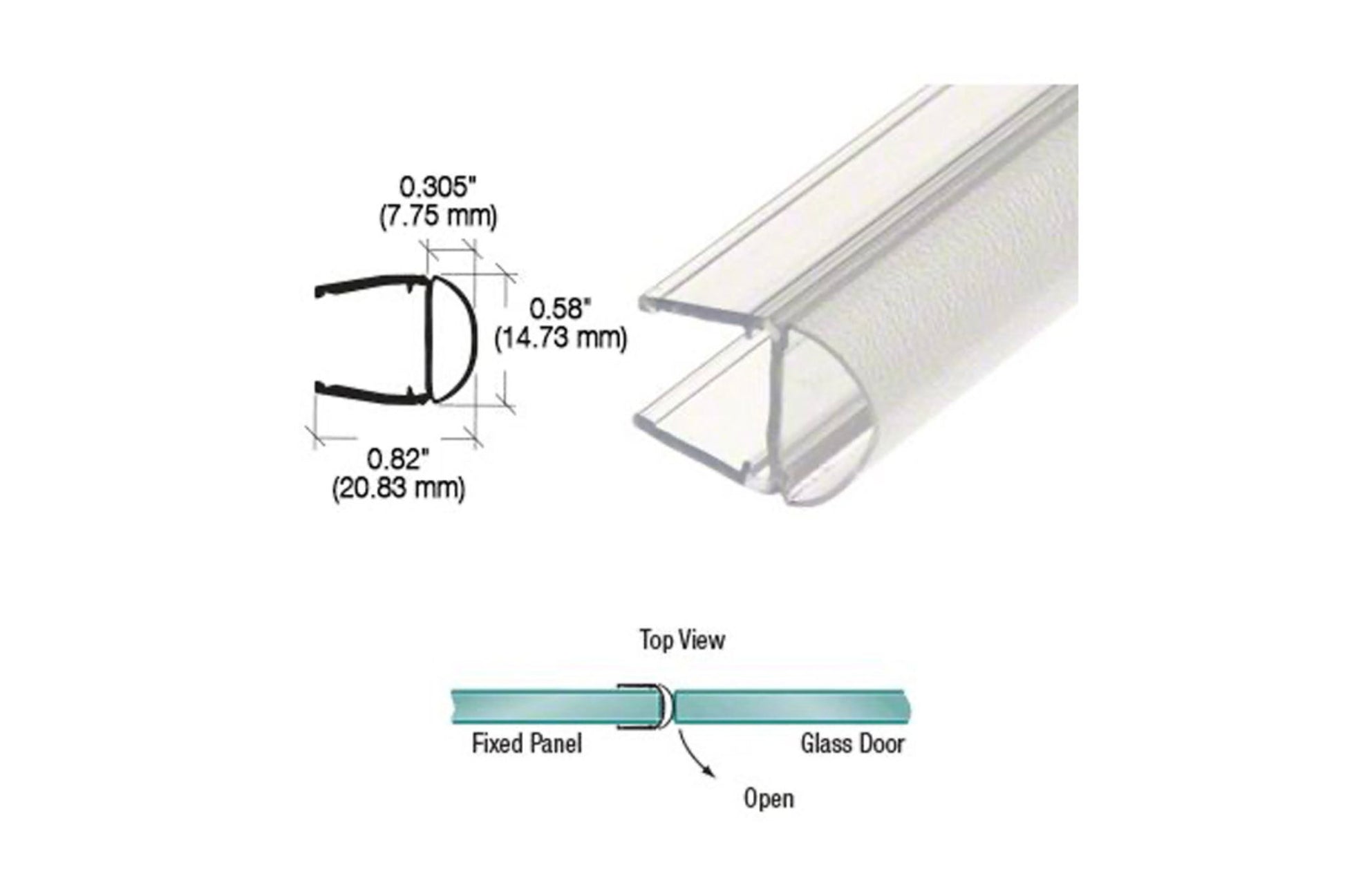 2.49m Translucent Vinyl Bulb Seal