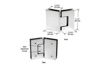 Adjustable 135 degree glass to glass hinge