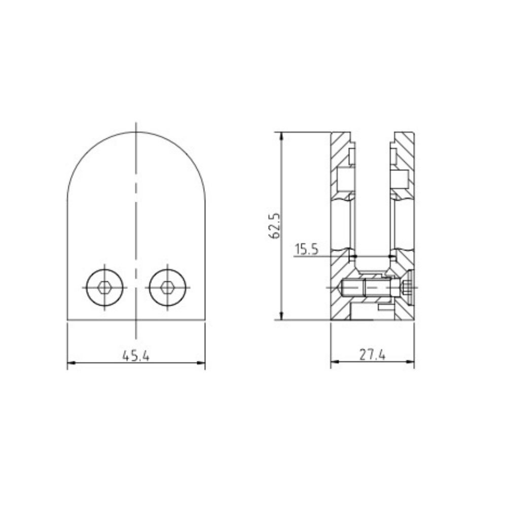 Flat Backed Middle D Glass Clamp 10mm Glass
