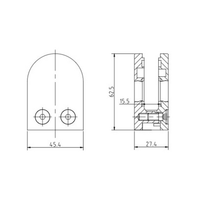 Flat Backed Middle D Glass Clamp 10mm Glass