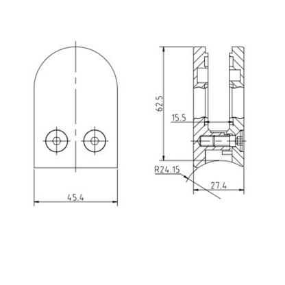 Flat Backed Middle D Glass Clamp 10mm Glass