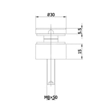 Glass Adaptor for 15mm glass technical drawing