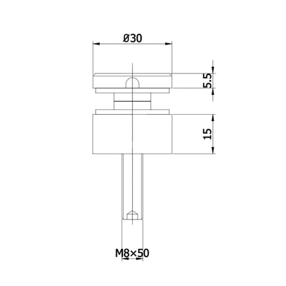 Glass Adaptor for 15mm glass technical drawing