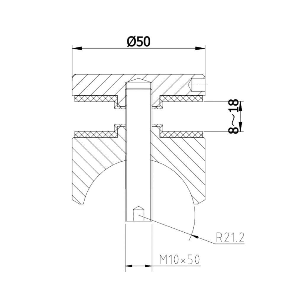 40mm Glass Adaptor technical drawing