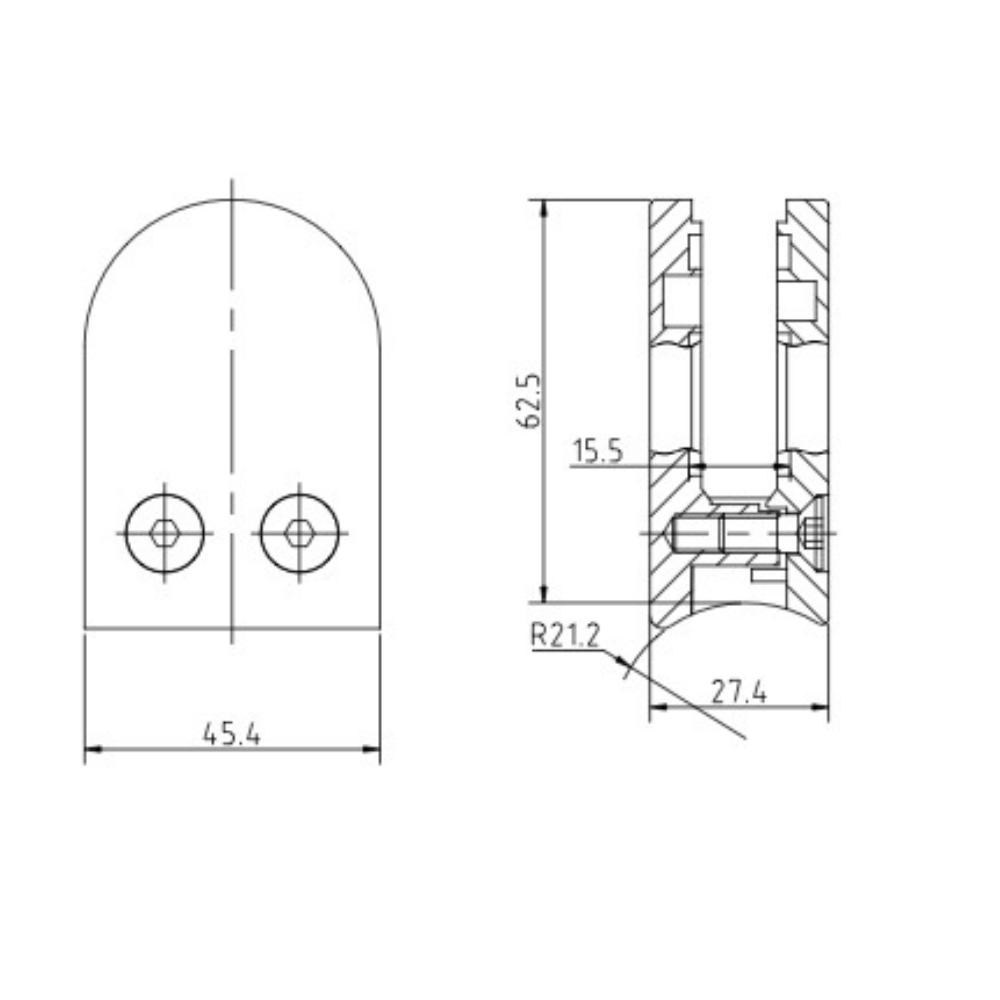 Middle D Glass Clamp For 10mm Glass - 42.4 - Zinc Raw