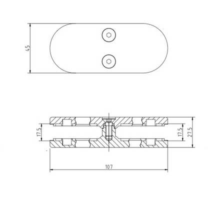 Glass Connector 180° 10mm Glass