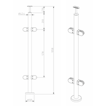 Mid Post With Handrail Bracket Diameter 42 x 2