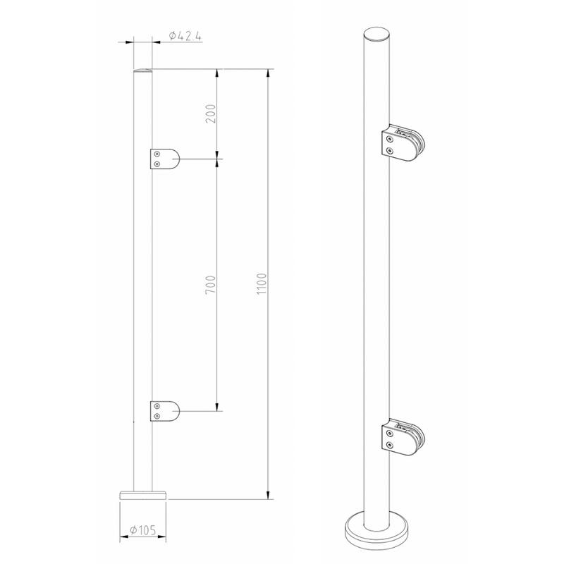 End Post End Cap Diameter 42 x 2
