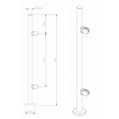 End Post End Cap Diameter 42 x 2
