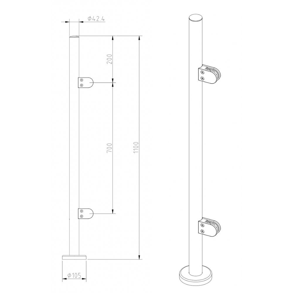 End Post End Cap Diameter 48 x 2