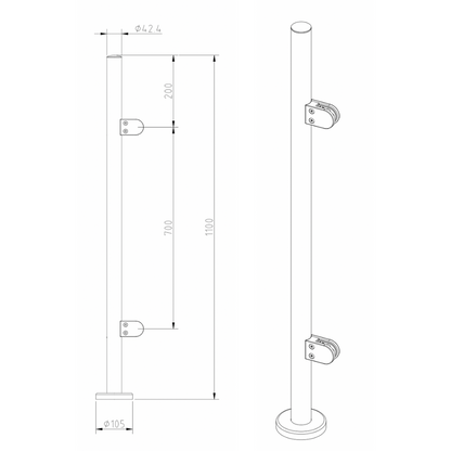 End Post End Cap Diameter 48 x 2