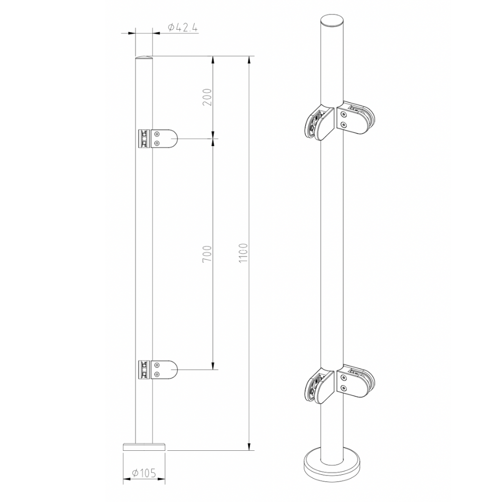 Mirror Polished Corner Post End Cap