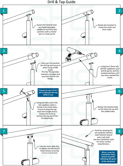 Handrail Bracket with Adjustable Saddle for 42mm x 2mm Post 48mm Handrail