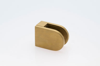 Flat Backed Middle D Glass Clamp 10mm Glass Brass Plated