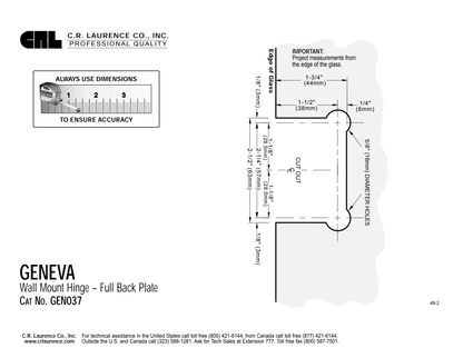 Wall to Glass Clamps 8mm-12mm Hole in Glass Fixed Panel Square Clamp (with small leg)