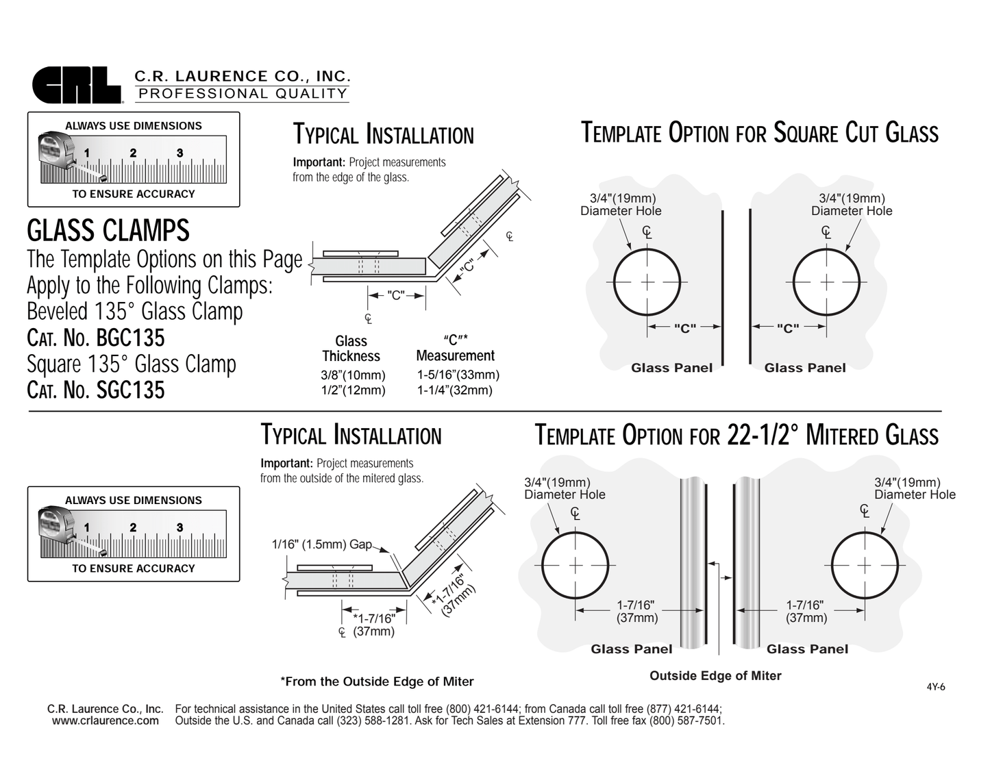 135 Degree Glass to Glass Clamp