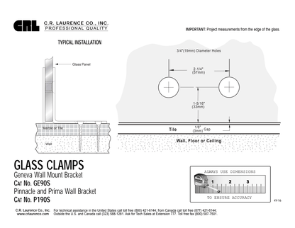 90 Degree Glass to Glass Clamp