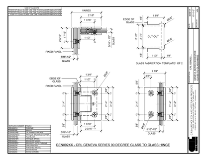 90 Degree Glass to Glass Hinge