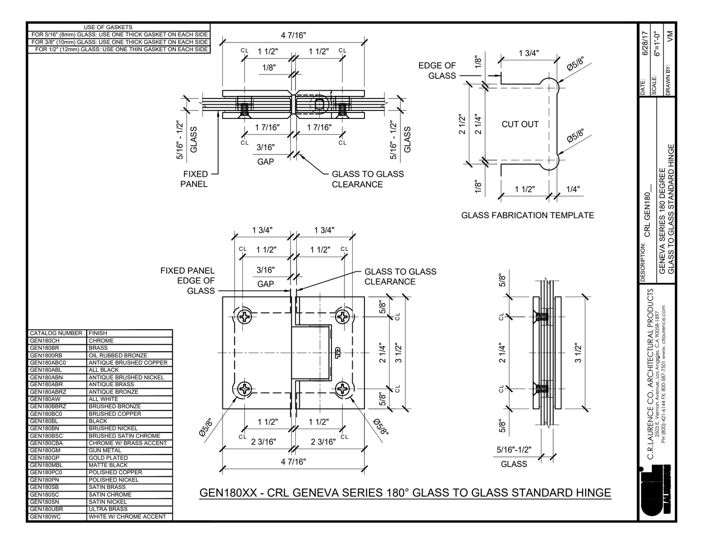 180 Degree Glass to Glass Hinge