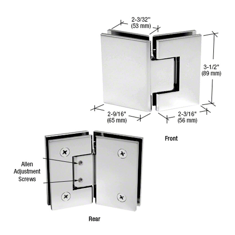 Adjustable 135 degree glass to glass hinge