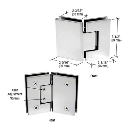 Adjustable 135 degree glass to glass hinge