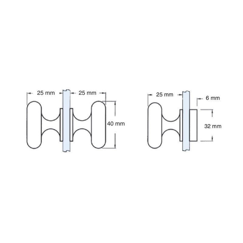 Back to Back Shower Knob - Traditional Style