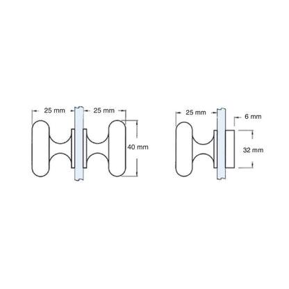 Back to Back Shower Knob - Traditional Style